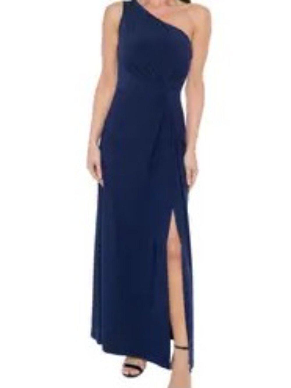 Marina One-Shoulder Front Twist A-Line Gown